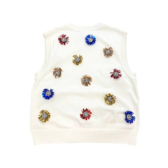 NEW QUEEN OF SPARKLES sparkler sweater tank in white multi - Picture 2 of 3